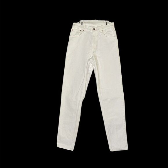 Levis 550 Vtg 90s Womens Jeans Sz 9 Long Made in USA White Denim Jeans Mom - Picture 2 of 12
